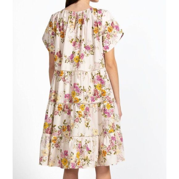 NWT Johnny Was Magnolia Tiered Floral Short SleeveMini Dress Medium L35223-1 - Picture 8 of 9